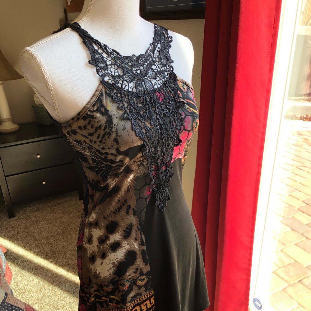 Animal print lace tank